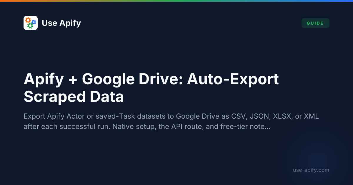 Apify Google Drive Integration: Export Data to Drive (2026) | Use Apify