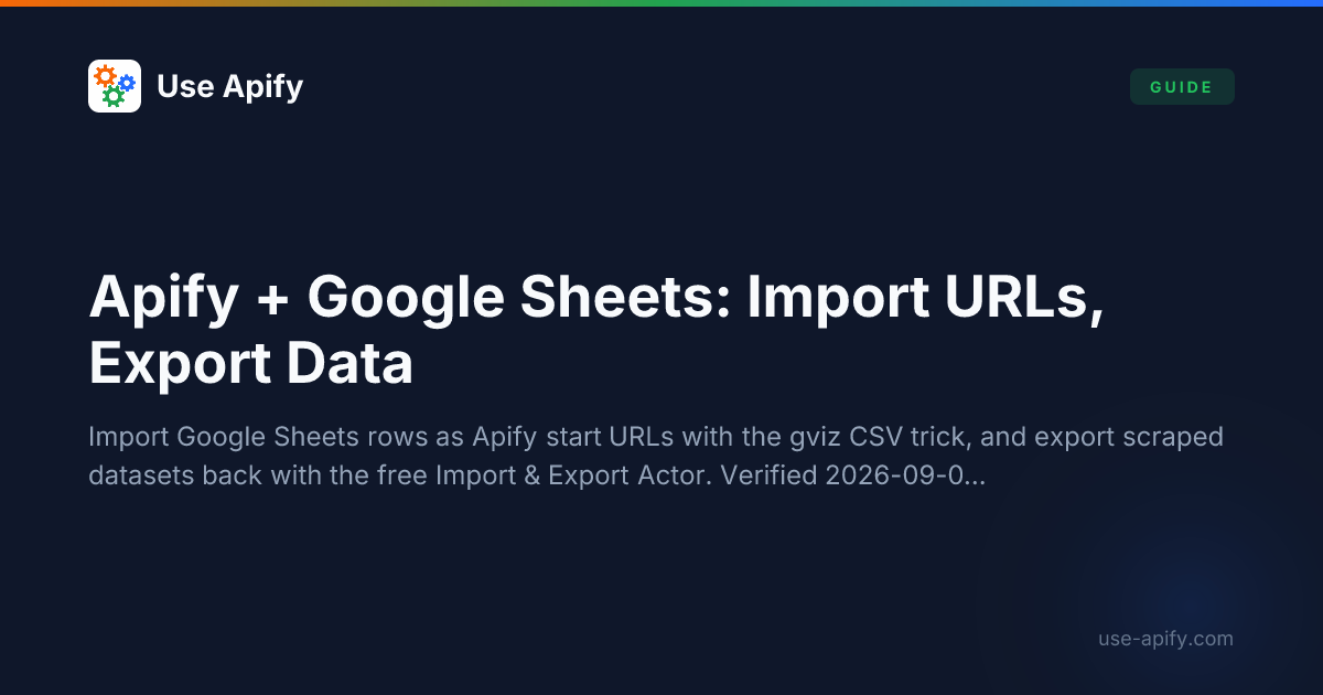 Apify and Google Sheets: Import URLs & Export Scraped Data | Use Apify