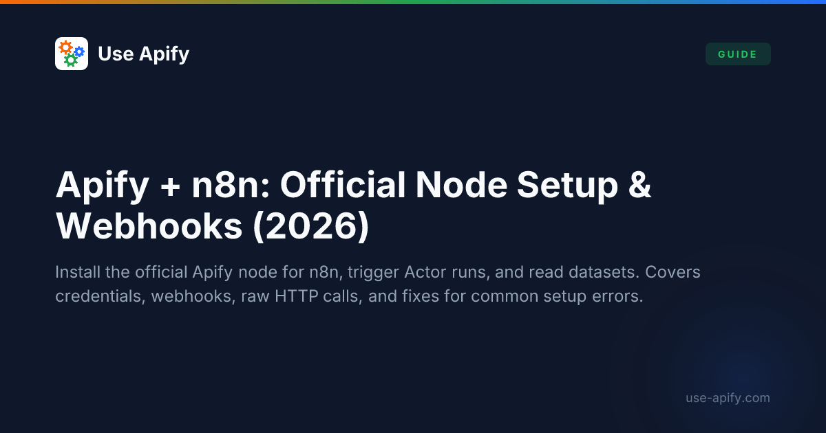Apify + n8n Integration (2026): Official Node, Webhooks & Workflows ...