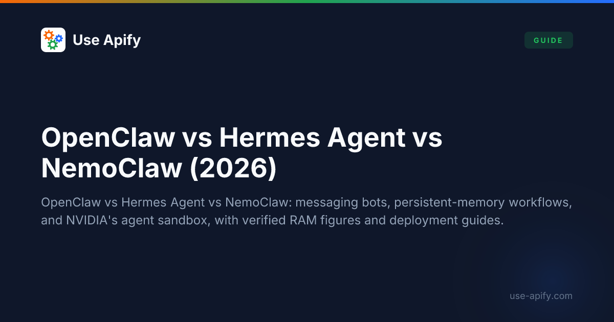 Self-Hosted AI Assistants: OpenClaw, NemoClaw & Hermes (2026) | Use Apify