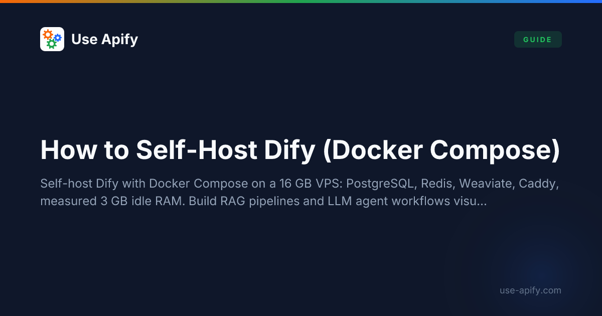 Self-Host Dify on Liquid Web: Docker Compose Setup (2026) | Use Apify